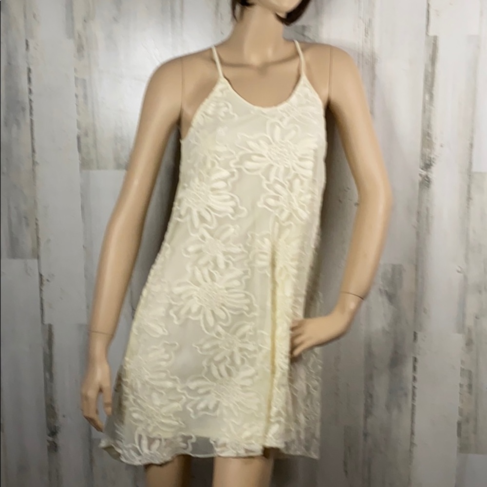 Emmelee For F.C. Cream Floral Embroidered Dress